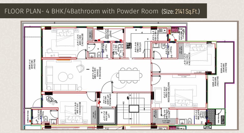 4 BHK Floor Plan