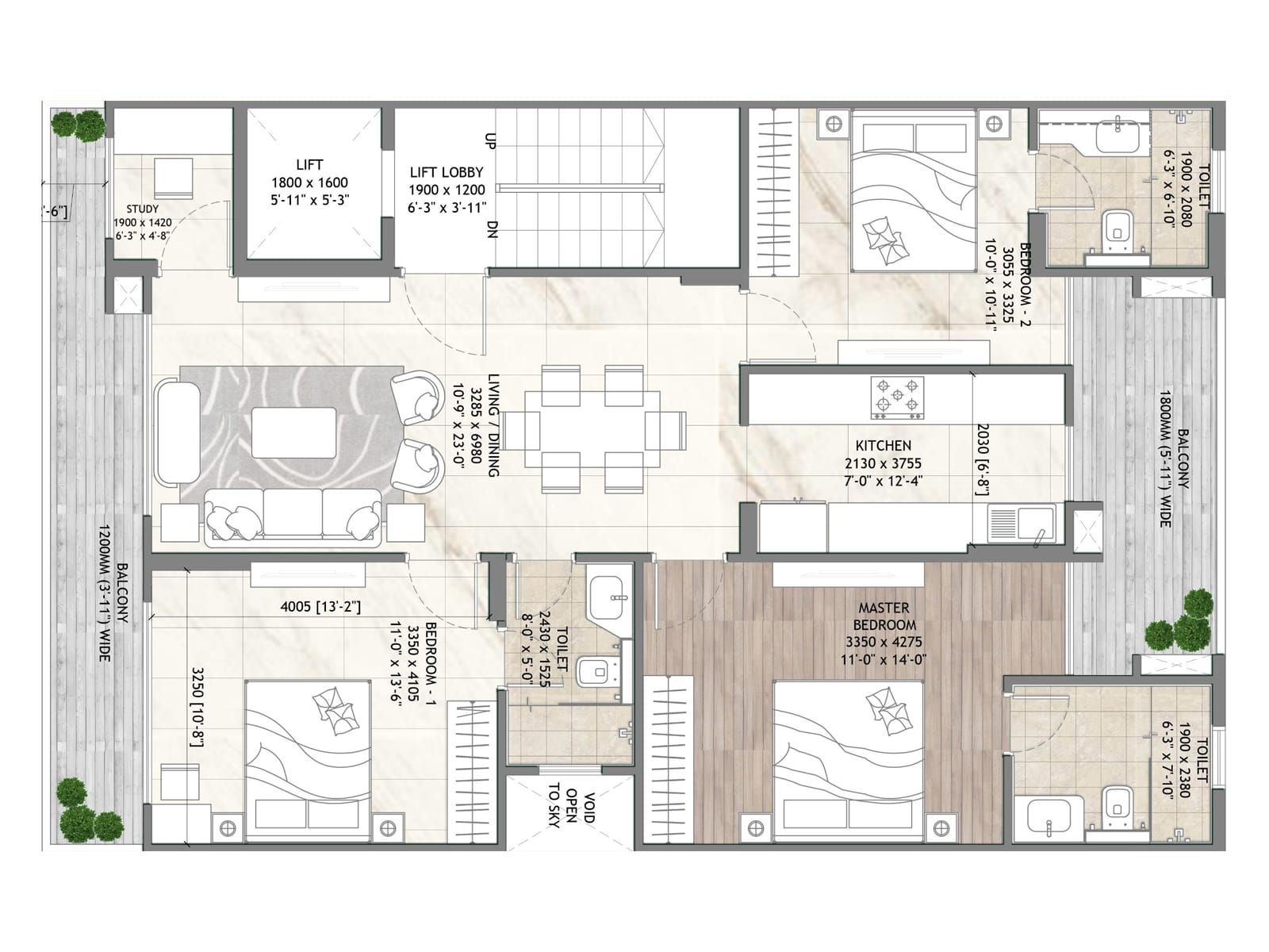 4 BHK Floor Plan